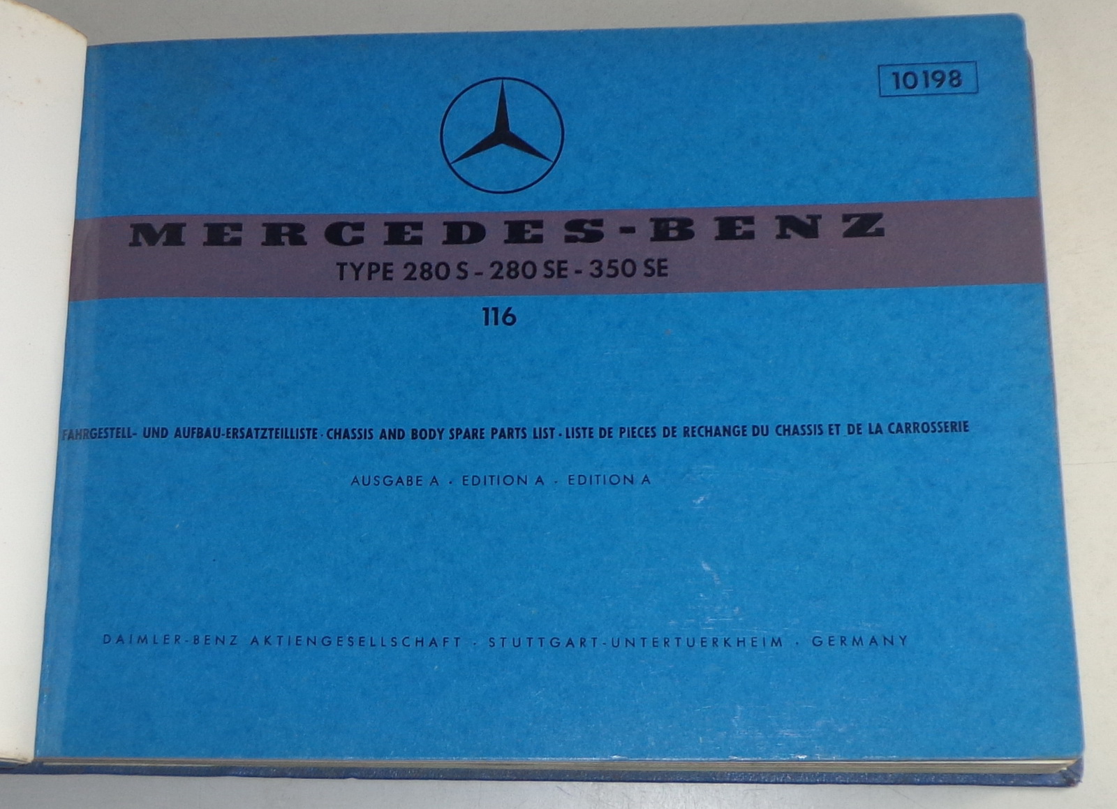 Teilekatalog Ersatzteilliste Parts List Mercedes S Klasse W 116