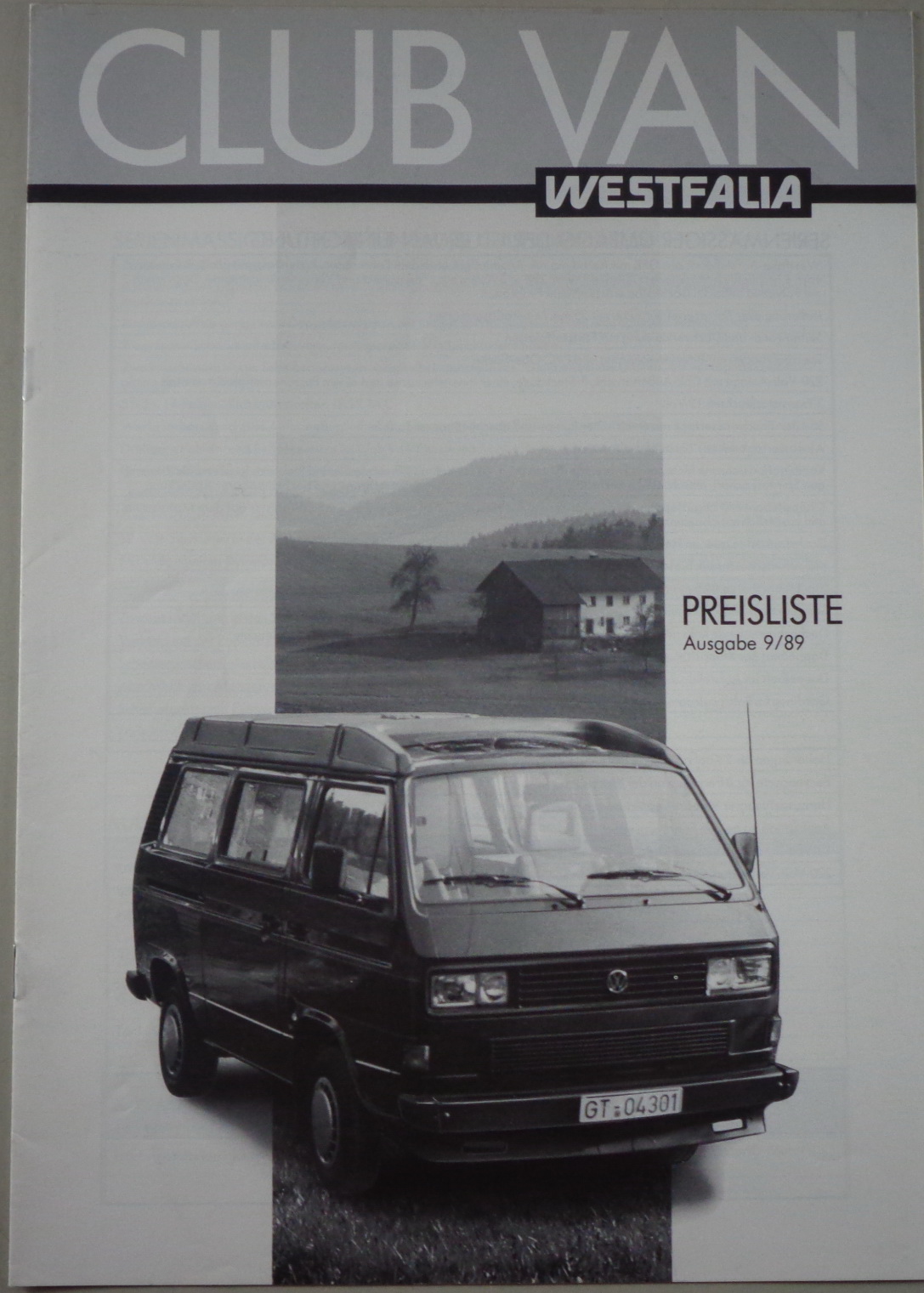 Prospekt Broschüre VW Bus T3 Westfalia Club Van Preisliste Stand 09