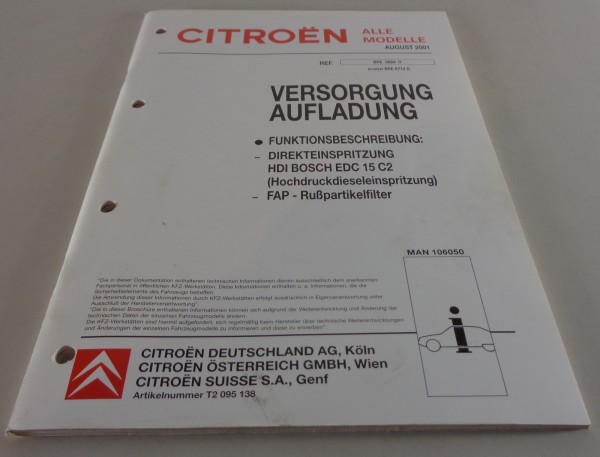 Werkstatthandbuch Citroen C 5 Direkteinspritzung HDI Bosch EDC 15 C2 08/2001