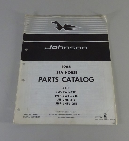 Teilekatalog OMC Johnson Outboards / Außenborder 3 PS Models Stand 1966