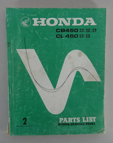 Parts List Honda CB 450 / CL 450 Stand 1975