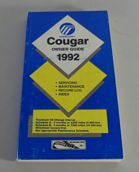 Owner´s Manual / Handbook Mercury Cougar Stand 1992