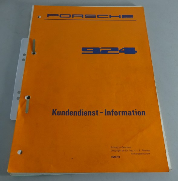 Service Info / Kundendienst-Information Porsche 924