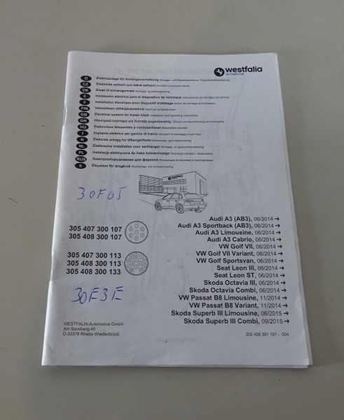 Einbauanleitung Anhängerkupplung Audi/ VW/ Seat/ Skoda diverse Modelle