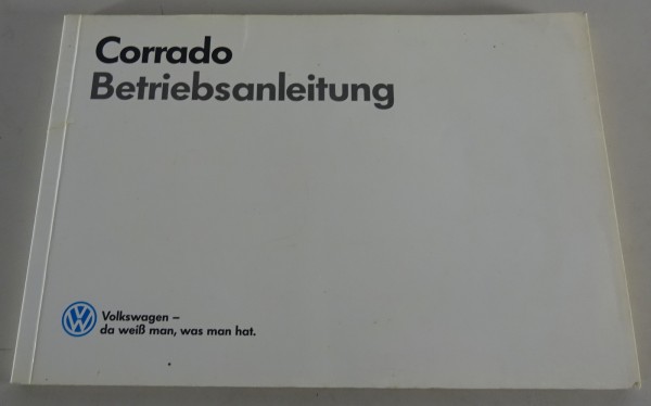 Betriebsanleitung / Handbuch VW Corrado G60 Stand 09/1988