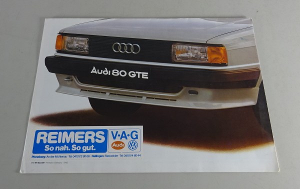 Prospekt / Poster Audi 80 GTE Typ 81 B2 Stand 11/1982