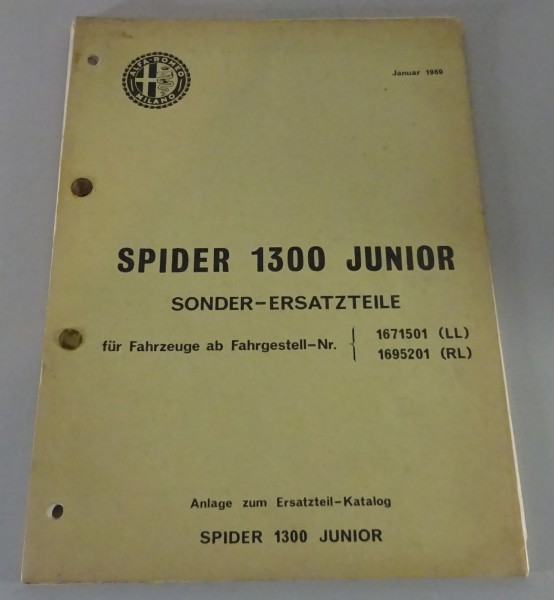 Teilekatalog / Sonder-Ersatzteile Alfa Romeo Spider 1300 Junior Stand 01/1969