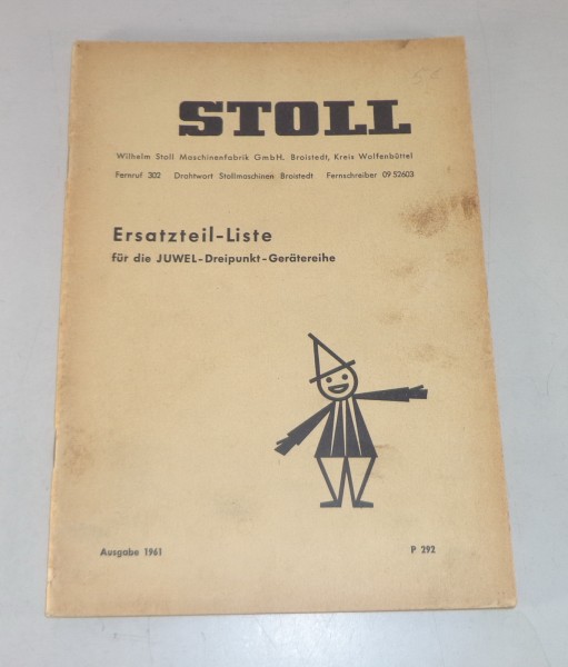 Teilekatalog Stoll Juwel-Dreipunkt-Gerätetreihe Stand 1961