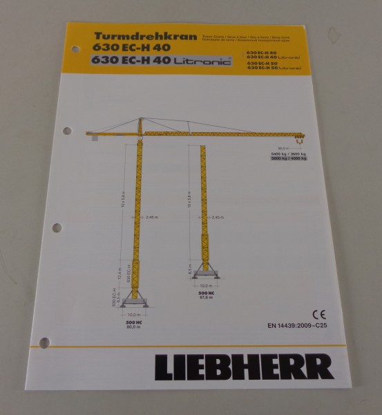 Datenblatt Liebherr Turmdrehkran 630 EC-H 40 / Litronic von 04/2010