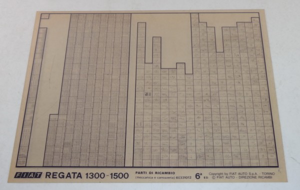 Microfich Teilekatalog Ersatzteilkatalog Fiat Regata 1300 - 1500 -60331012-