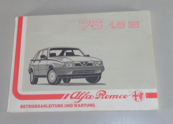 Betriebsanleitung / Handbuch Alfa Romeo Alfa 75 1,8 IE, Stand 11/1988
