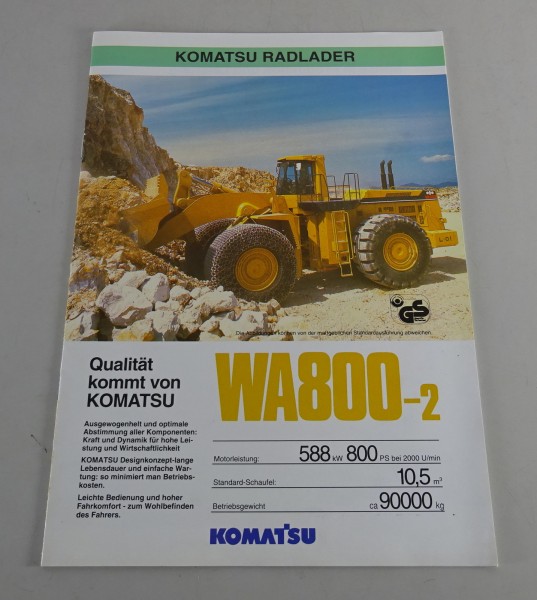Prospekt / Broschüre Komatsu Radlader WA 800-2 Stand 1994