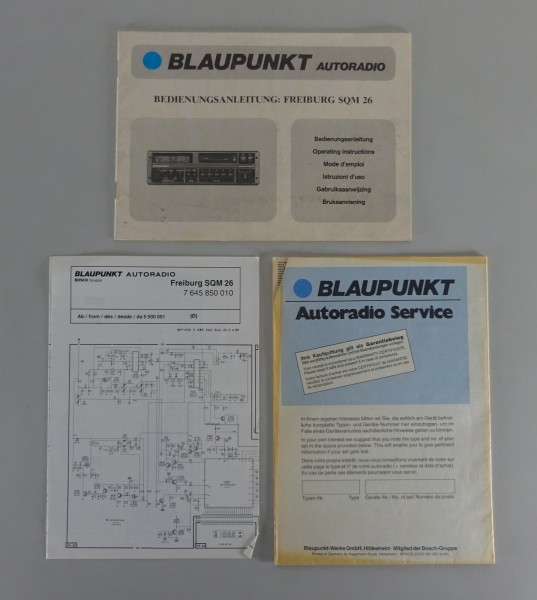 Betriebsanleitung / Handbuch Blaupunkt Autoradio Freiburg SQM 26 Stand 03/1986