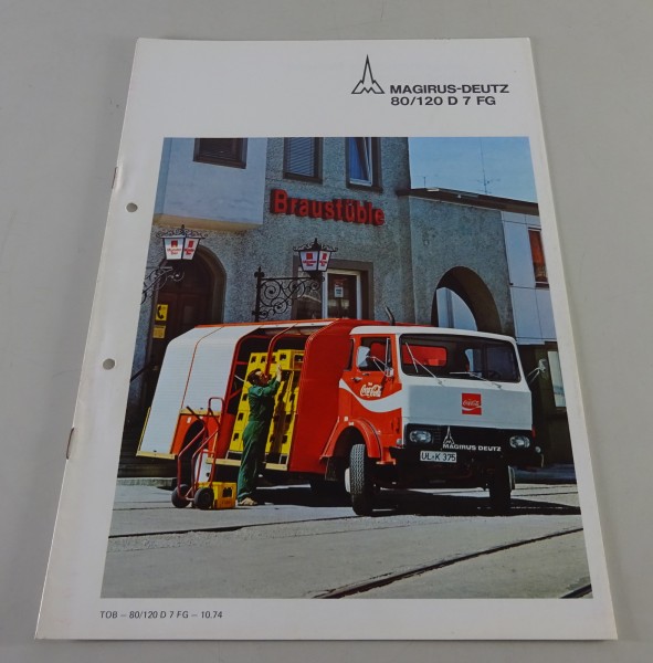 Prospekt Magirus-Deutz 80/120 D 7 FG Frontlenker Getränketransporter von 10/1974