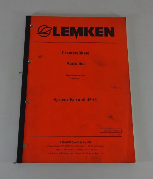 Teilekatalog / Parts list Lemken Saatbeetkombinationen System-Korund 450 L