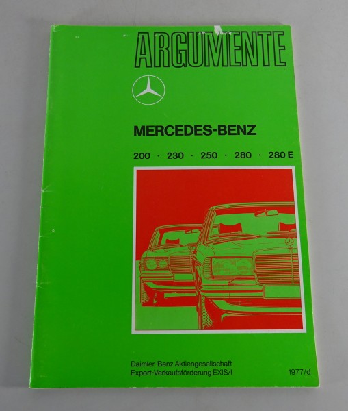 Verkaufshandbuch / Argumente Mercedes-Benz W 123 Benziner Limousine Stand 4/1977