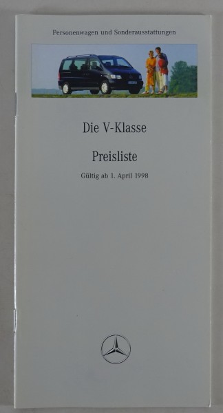 Preisliste Mercedes Benz V-Klasse W 638 gültig ab 01/04/1998