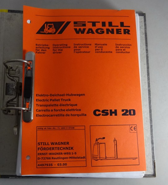 Teilekatalog / Betreibsanleitung Still Elektro-Deichsel-Hubwagen CSH 20 von 2000