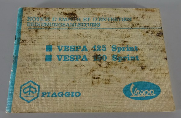 Betriebsanleitung / Handbuch Piaggio Vespa 125 / 150 Sprint Stand 07/1969