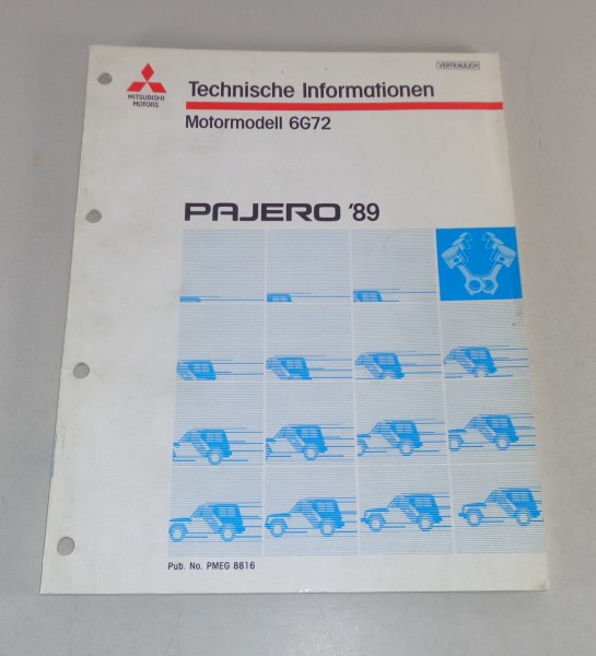 Werkstatthandbuch Technische Info Mitsubishi Pajero Motormodell 6G72 Stand 1988