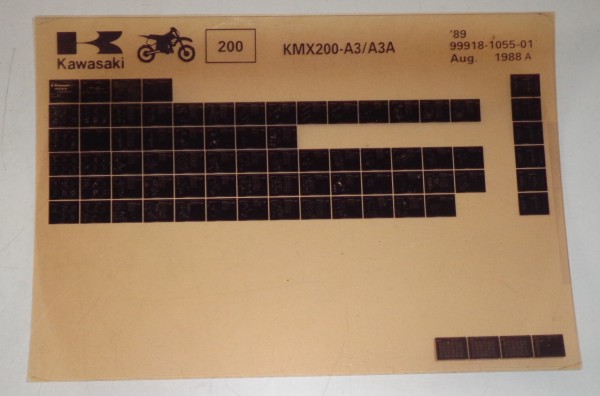 Microfich Ersatzteilkatalog Kawasaki KMX 200 A3 / A3A Model 1989 Stand 08/88