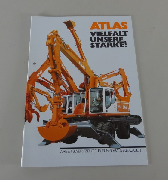 Prospekt / Broschüre Atlas Arbeitswerkzeuge für Hydraulikbagger Stand 08/1994