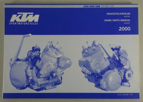 Teilekatalog Motor KTM 250 / 300 / 380 SX, MXC, EXC Modelljahr 2000
