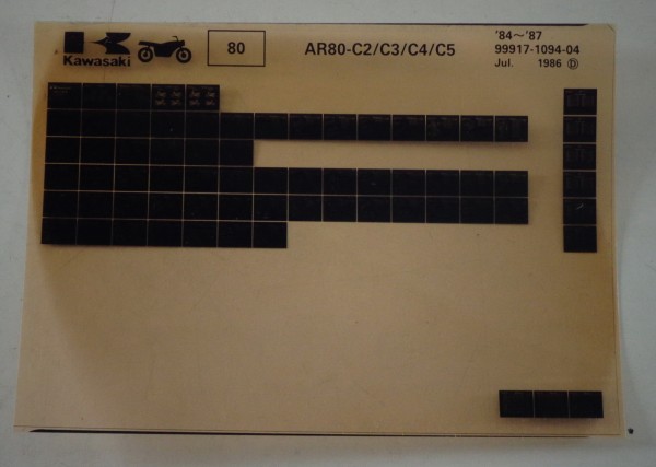 Microfich Ersatzteilkatalog Kawasaki AR 80 - C2/C3/C4/C5 Model 84-87 Stand 07/86