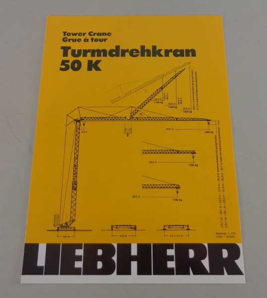 Datenblatt / Technische Beschreibung Liebherr Turmdrehkran 50 K von 01/1986