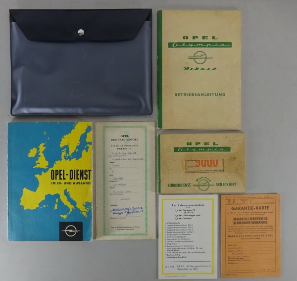 Bordmappe mit Betriebsanleitung Opel Olympia Rekord P / P1 Stand 11/1958