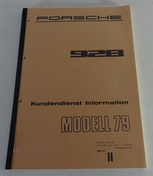 Werkstatthandbuch / Kundendienst Information Porsche 928 240 PS Modelljahr 1979