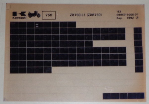 Microfich Ersatzteilkatalog Kawasaki ZXR 750 ZX 750 L1 Model 1993 Stand 09/92