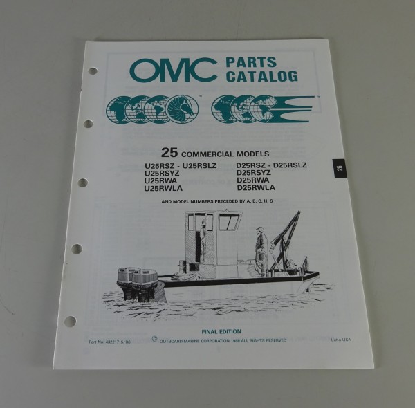 Teilekatalog Johnson Evinrude Outboards 25 Commercial Models stand 5/1988