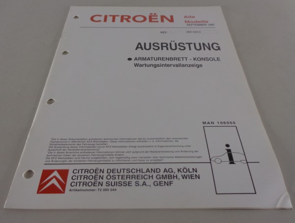 Werkstatthandbuch Citroen Ausrüstung Armaturenbrett - Konsole Stand 09/1997