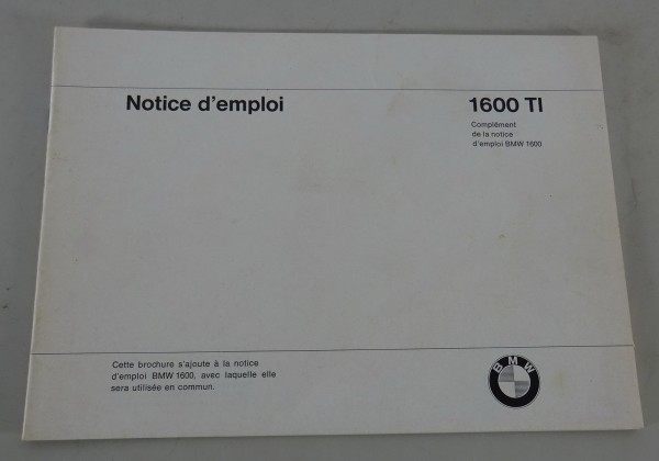 Notice d'utilisation supplémentaire pour la BMW 160 TI à partir de 02/1968