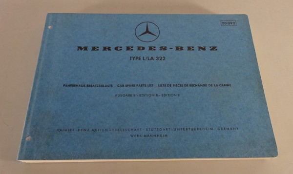 Teilekatalog / Ersatzteilliste Mercedes Benz Type L/LA 322 Ausgabe 03/1969