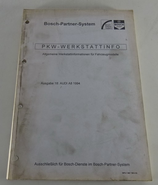 Werkstatthandbuch von Bosch für Audi A8 D2 Stand 01/1995