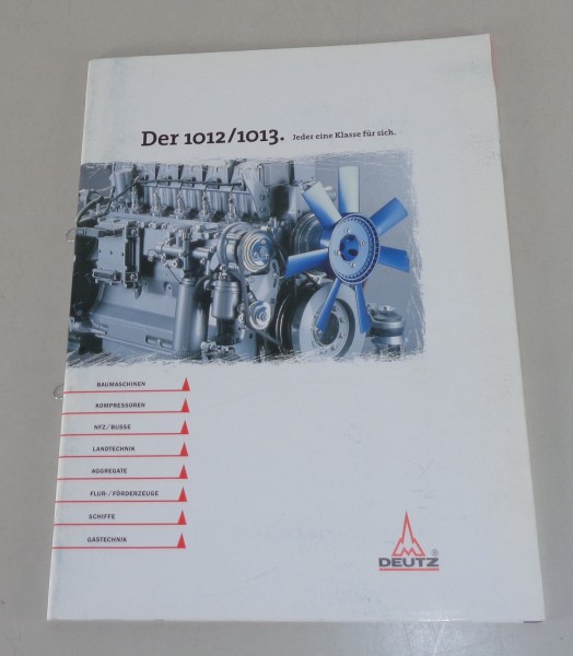 Prospekt Deutz Dieselmotor 1012 / 1013 für Landtechnik, Aggregate etc. von 2001