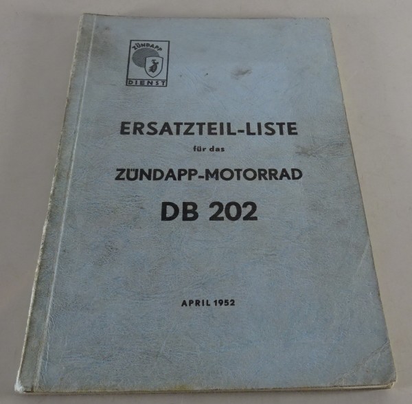 Teilekatalog / Ersatzteillsite Zündapp - Motorrad DB 202 Stand 04/1952