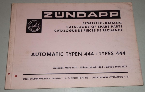 Ersatzteilkatalog Zündapp Automatic Typ 444 von 1974