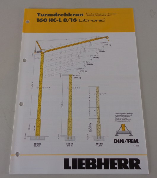 Datenblatt Liebherr Turmdrehkran 160 HC-L 8 / 16 Litronic von 04/2007