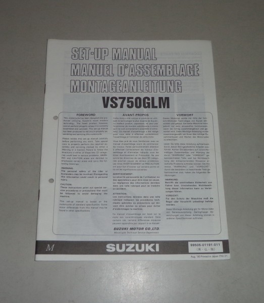 Montageanleitung / Set Up Manual Suzuki VS 750 GL Stand 08/1990