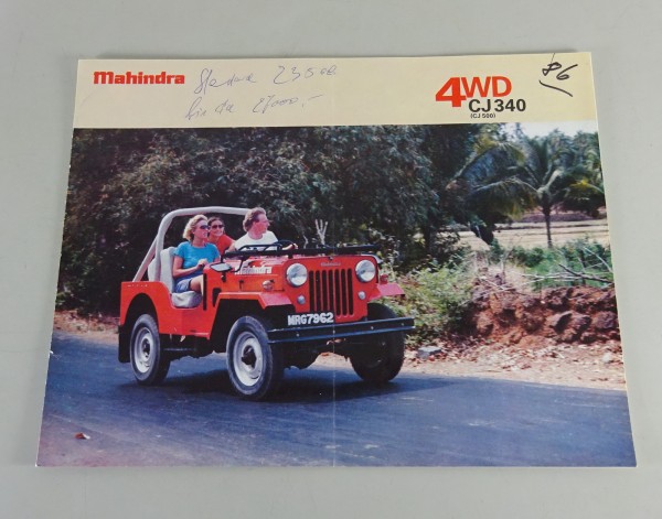 Prospekt / Broschüre Mahindra (Jeep) CJ-340 / CJ-500 Stand 1986 - englisch