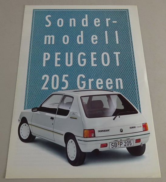 Prospekt / Broschüre Peugeot 205 Green Sondermodell Stand 05/1988