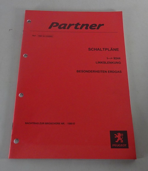 Werkstatthandbuch Peugeot Partner Erdgas Schaltpläne Stand 12/2002