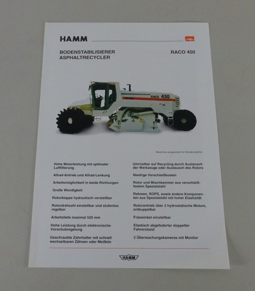 Prospektblatt HAMM Bodenstabilisierer / Recycler RACO 450 Stand 11/1995