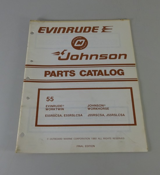 Teilekatalog OMC Evinrude Johnson Outboards 55 PS Models von 1980