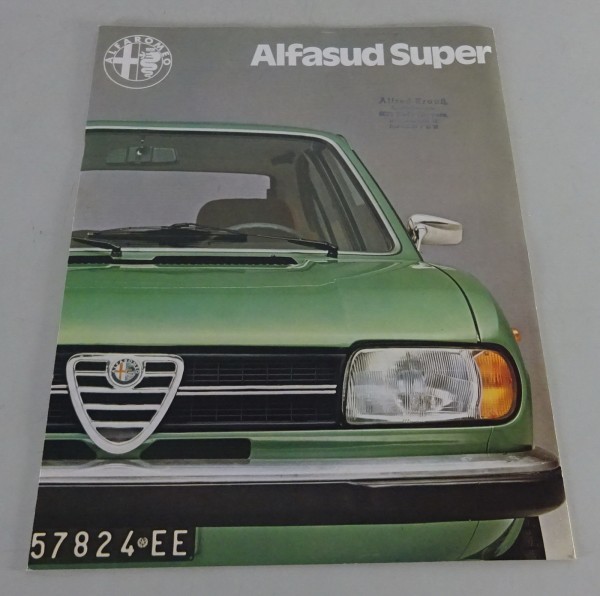 Faltprospekt / Broschüre Alfa Romeo Alfasud Super Stand 1977