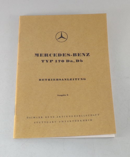 Betriebsanleitung / Handbuch Mercedes W136 170 Da / Db Diesel Stand 01/1953