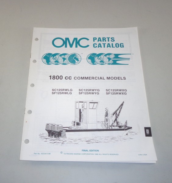 Teilekatalog OMC Bootsmotor Außenborder 1800 cc Commercial Models von 05/1988